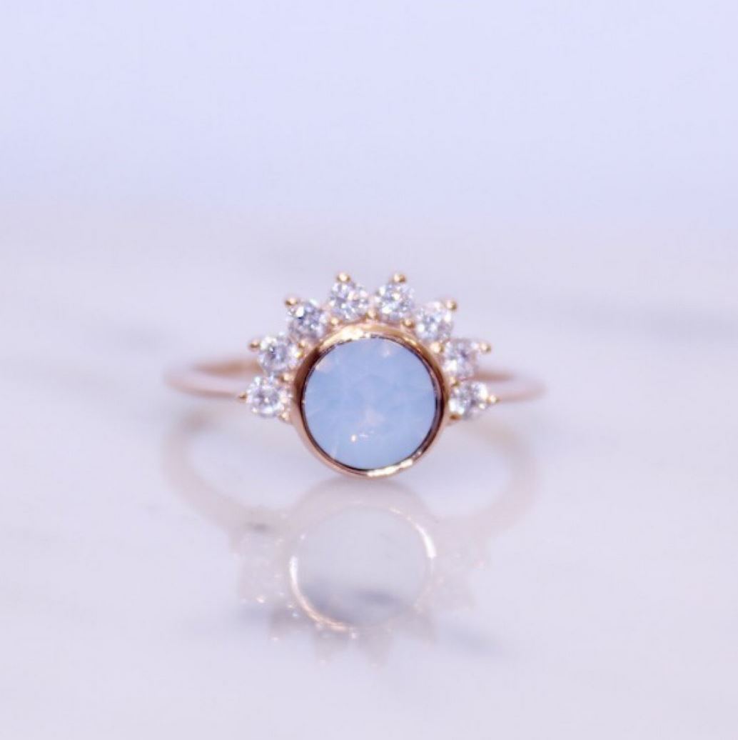 "Lois" Ring in Air Blue Swarovski® Rings Chloe + Lois 6 Rose Gold Plated Sterling Silver 