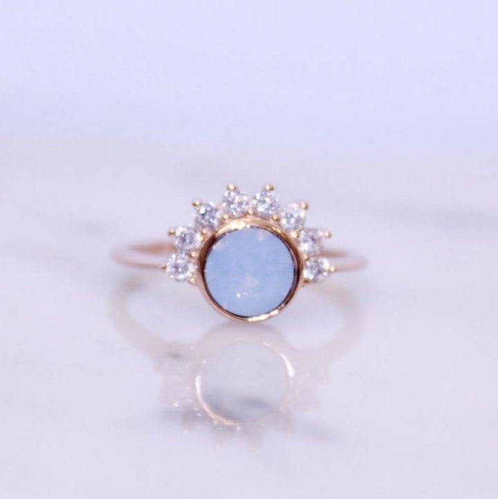 "Lois" Ring in Air Blue Swarovski® Rings Chloe + Lois 6 Rose Gold Plated Sterling Silver 